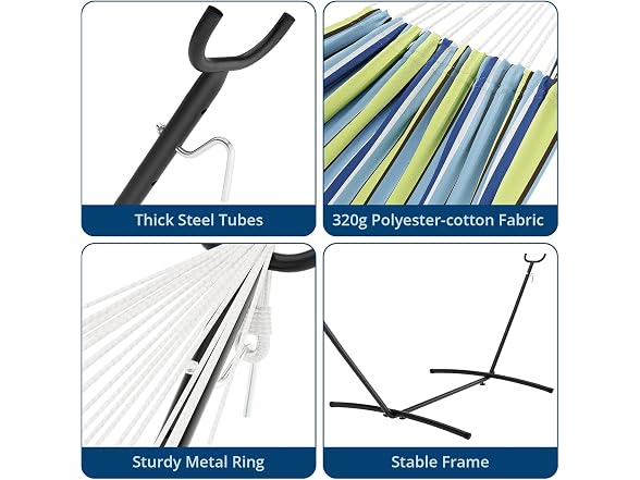 Double Hammock w/ Space-Saving Steel Stand