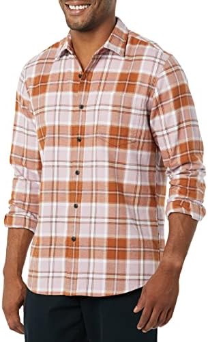 Amazon Essentials Men's Flannel Shirts Long Sleeve Slim-Fit Button Down Plaid