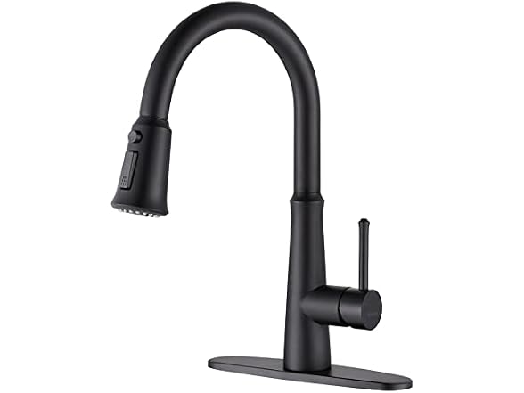 WOWOW Matte Black Kitchen Faucets with Pull Down Sprayer