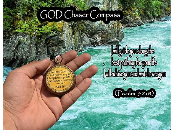 Christian Brass Compass (Psalm 32:8) Box
