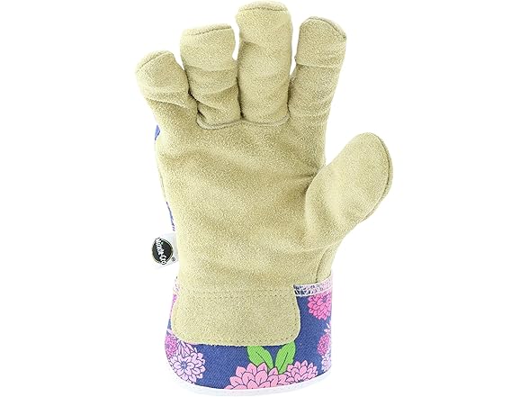 Miracle-Gro Split Cowhide Garden Gloves – Floral - Gallery 5