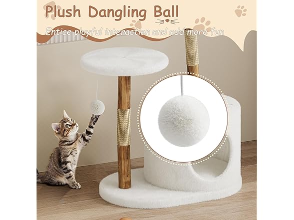 43" Tall Multi-Level Real Wood Cat Tree Tower