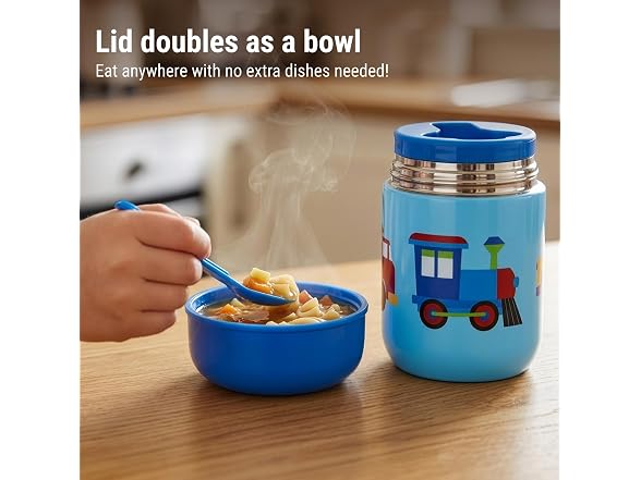Wildkin Kids 10 oz Insulated Food Jar, Trains, Planes & Trucks