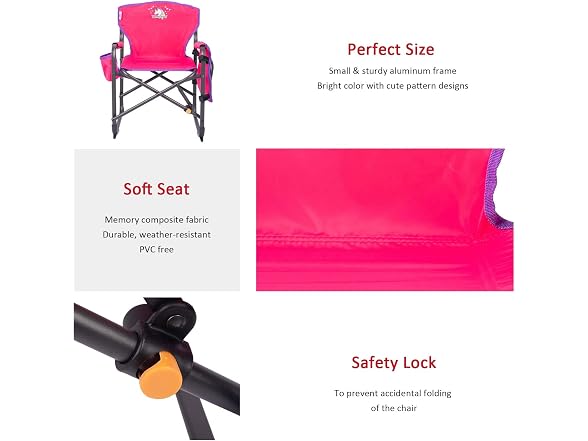 SUNNYFEEL Pink Kids Folding Camping Chair