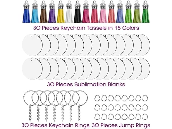 Generic  120 Pcs Acrylic Keychain Blanks