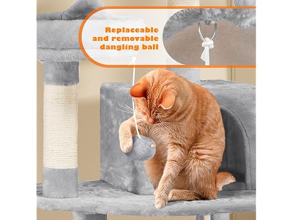 Yaheetech 62.5inches Cat Tree Cat Tower, Lt Gray