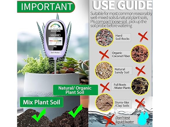 HSLGOVE 2-in-1 Soil Test Kit