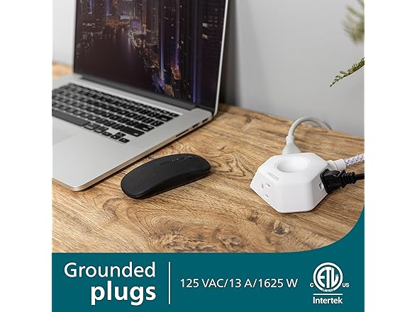 4ft Extension Cord 3 Outlets White