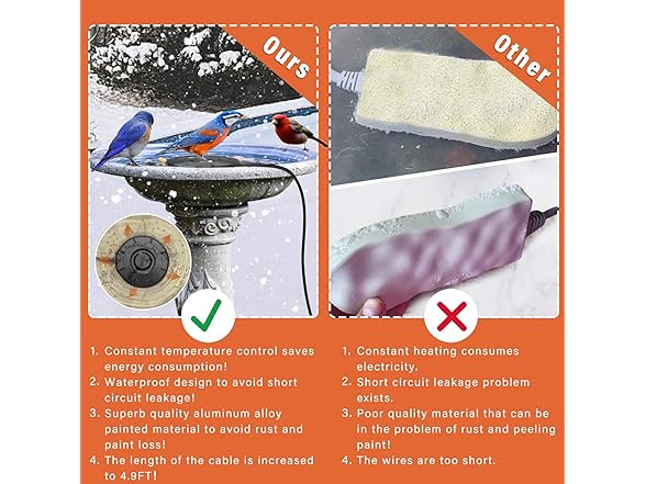 Cearktiy Bird Bath Heater
