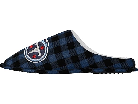 TENNESSEE TITANS (Large) Sherpa Lined Buffalo Check Slippers