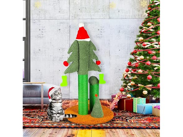 FluffyDream 32” Cat Scratching Post, Tall Christmas Tree