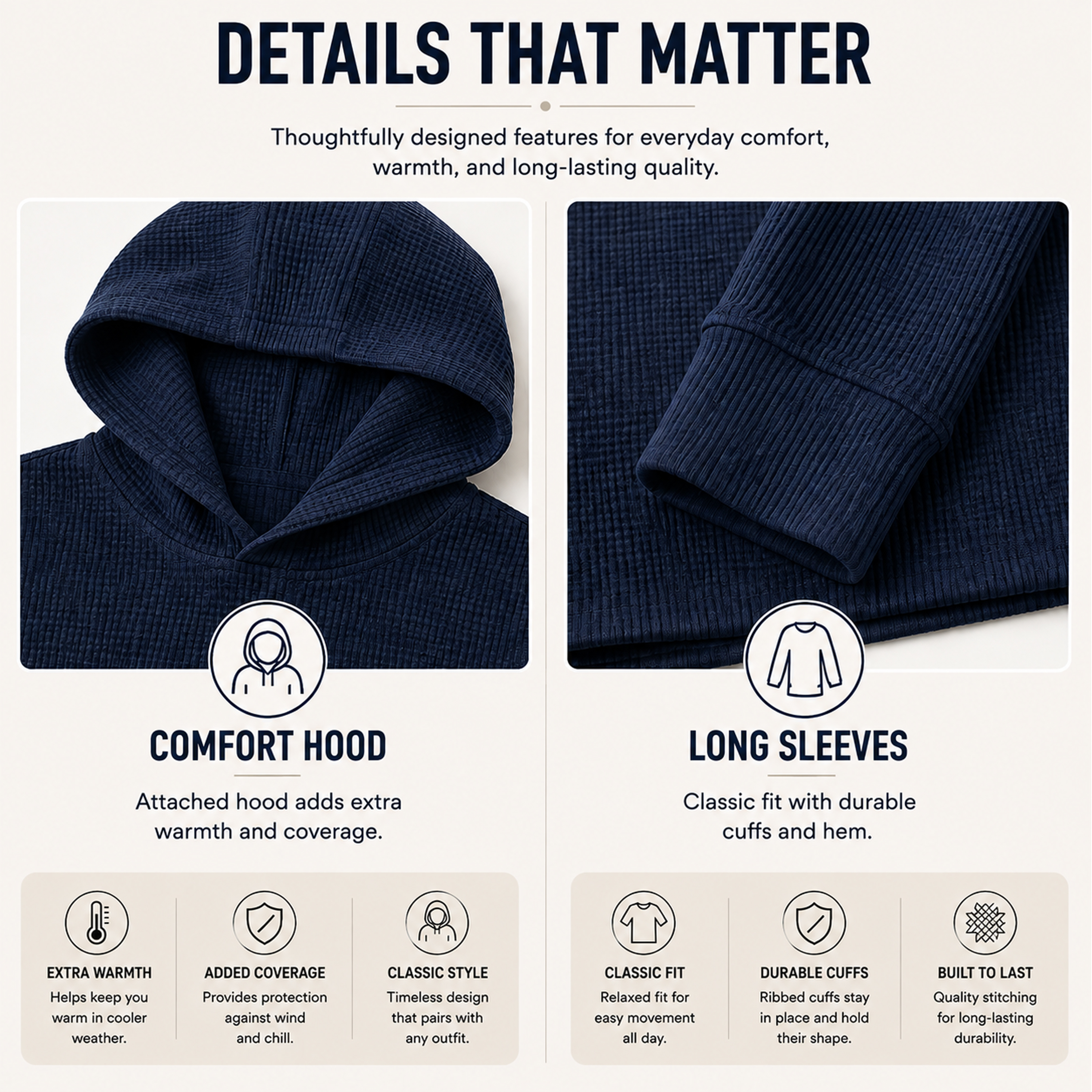 3Pk Mens Waffle Thermal Pullover Hoodie - Gallery 18