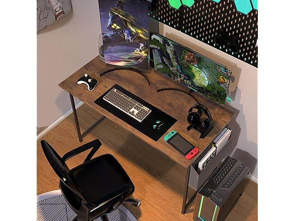 YSSOA Small Space Writing Desk with Headphone Hooks
