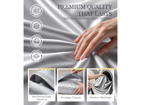 CloudCoz Satin Pillowcases Queen 2 Pack