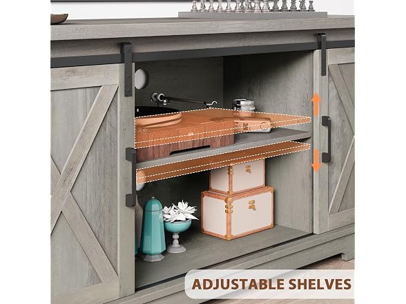 IDEALHOUSE Grey TV Stand 65in Barn Door