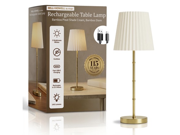 Bamboo Stem Pleated Shade Cream Lamp