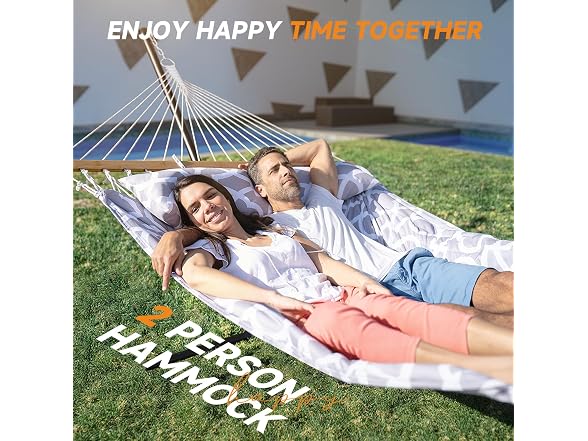 Everyfun EYF-DC300-White Gray 2 Person Outdoor Hammock 