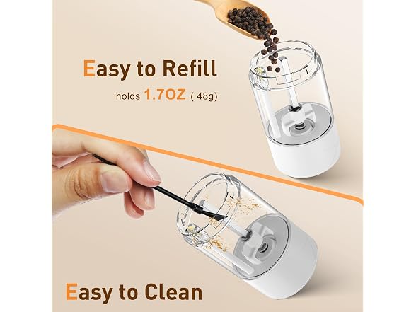 FRTONYI Salt and Pepper Grinder Set, White