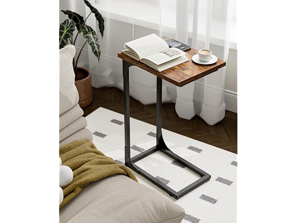 RISWER C-Shaped Side Table - Rustic
