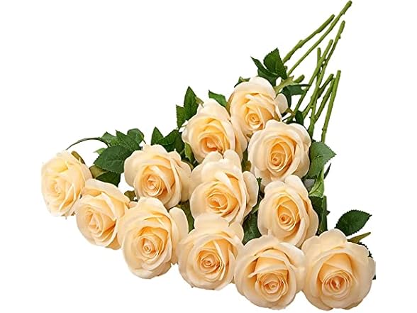 Helera 12pcs Champagne Roses Artificial