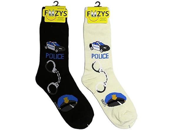 Foozys Police Man Crew Socks 2 Pair 10-13