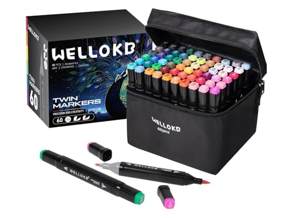 Alcohol Markers Set, 60 colors Alcohol