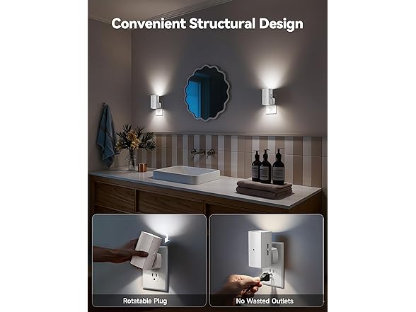 Brightown 2 Pack White Night Lights Plug Pure White