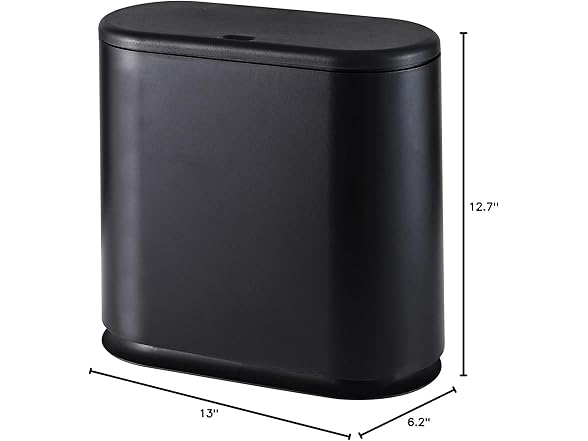 3.17G/12L Black Slim Bathroom Trash Can