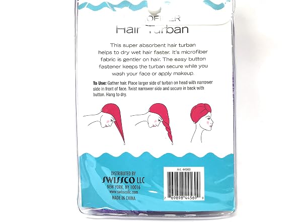 SWISSCO HAIR TURBAN MICRO FIBER FAST DRYING,