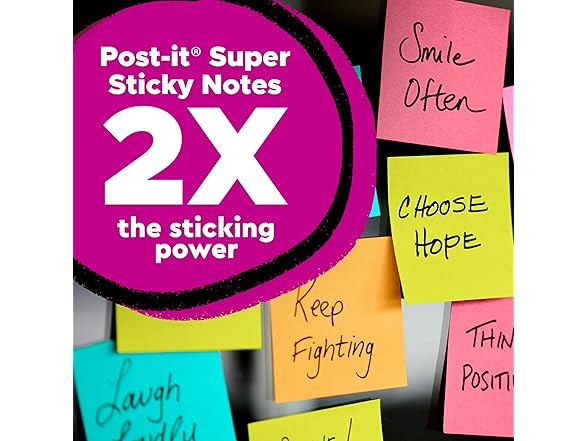 Post-it Super Sticky Notes, 3x3 in, 6 Pads