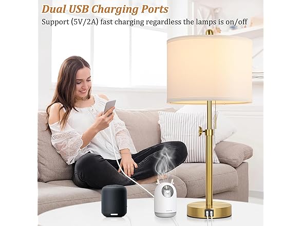 Kondras Table Lamp Set of 2 with 2 USB Ports