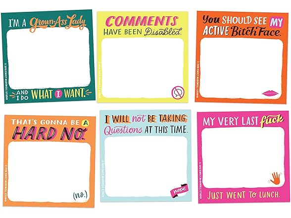 Em & Friends Grown-Ass Lady Sticky Note Packet, 6 Pads