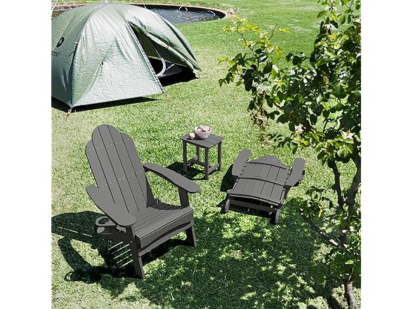 Dark Grey Folding Adirondack Chair Set of 4