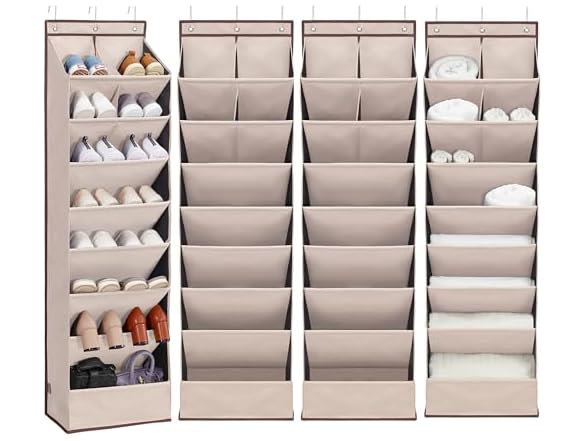 Door Shoe Organizer with 10 Extra Large Pockets, 4-Pack