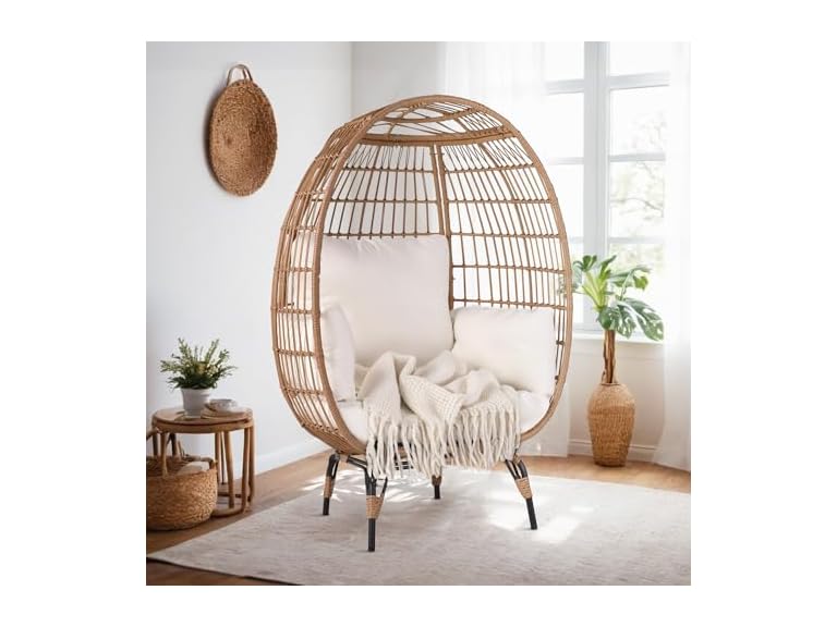 OTSUN Wicker Egg Chair with Cushions