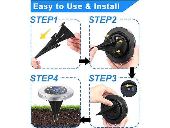 (12 Pack) Rayolon Solar Ground Lights | White