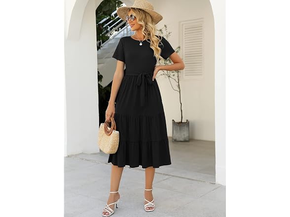Lyrur Women (M) Summer Casual Short Sleeve Dress