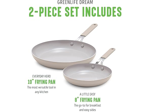GreenLife 8” & 10” 2 Piece Nonstick Ceramic Frying Pan Set