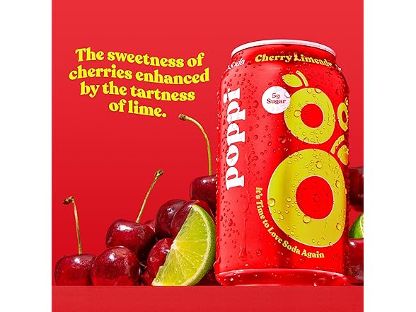 Poppi Sparkling Soda Cherry Limeade Flavor 12-Ct