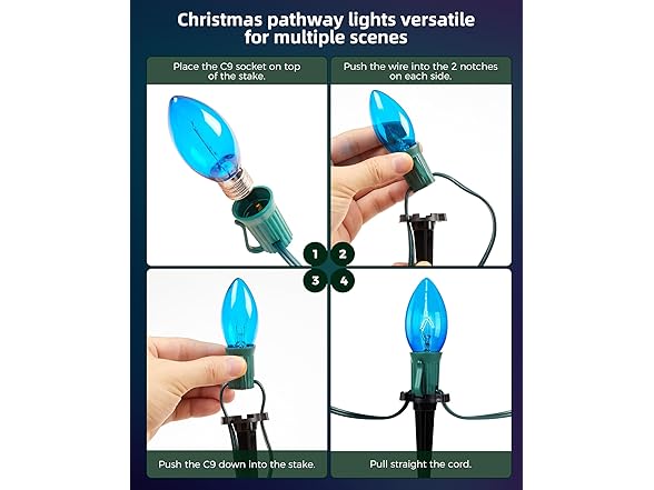 Brightown C9 Christmas Pathway Lights Outdoor, 25.7ft