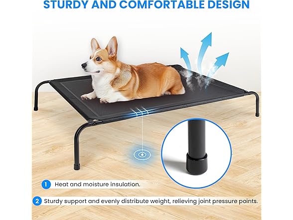 Simple Deluxe Elevated Dog Bed, Black