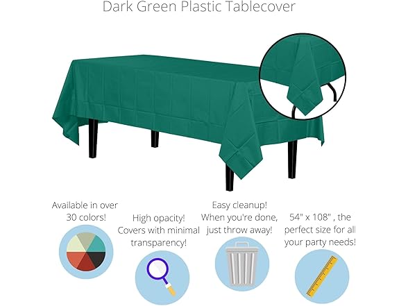 Exquisite Dark Green plastic table cover