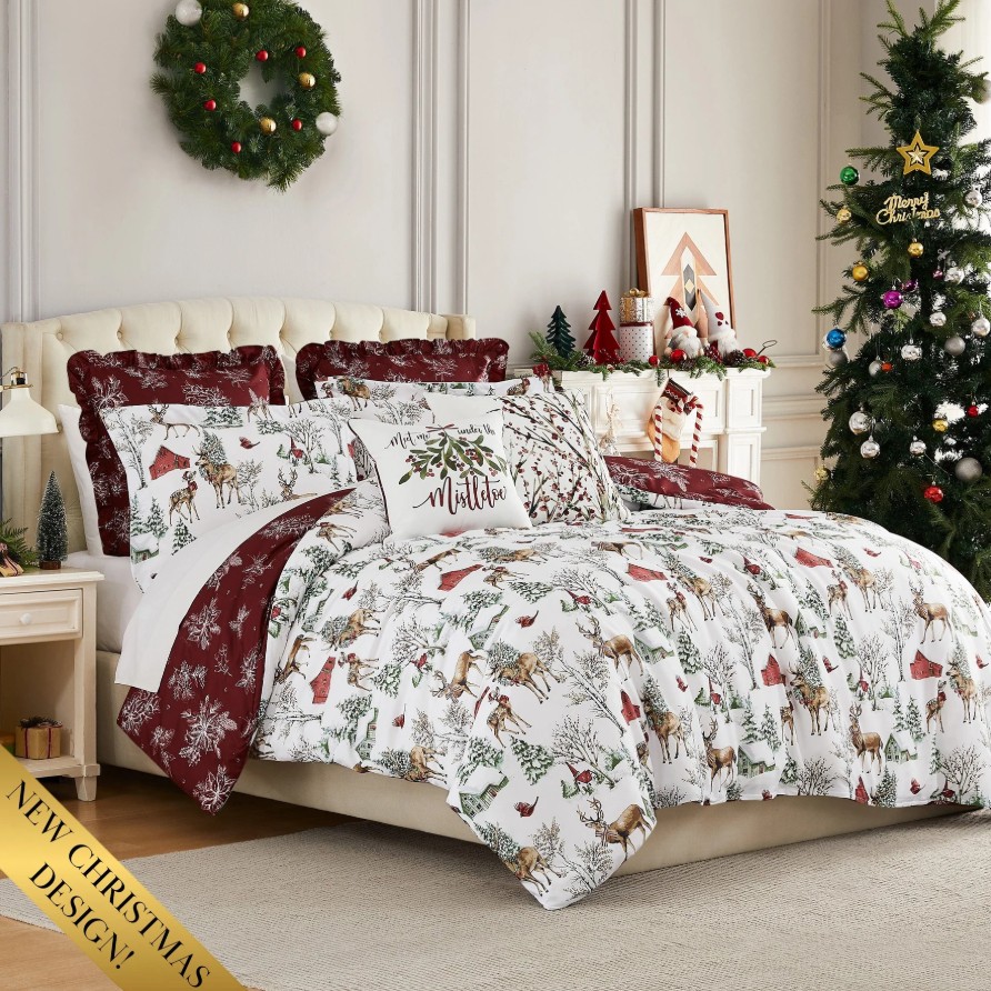 Southshore Fine Linens White Christmas 7-Piece Comforter Twin Set - Gallery 5