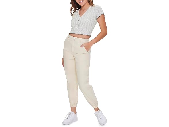 Forever 21 Ribbed Button-front Crop Top - Gallery 4