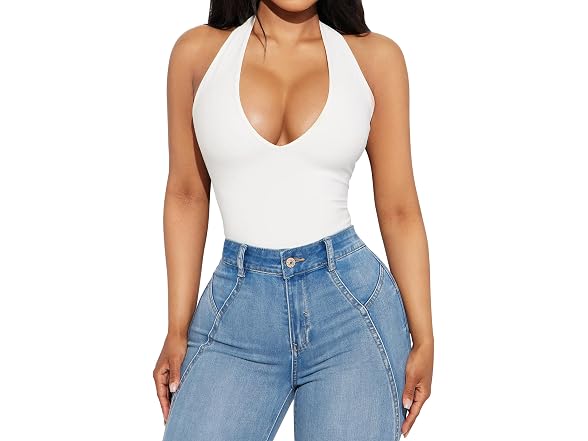 F2clo Women (XL) Sexy Halter V Neck Tops Jumpsuits
