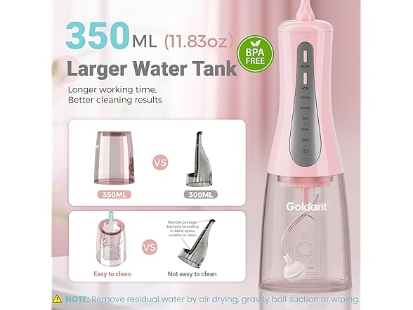Pink Cordless Water Flosser
