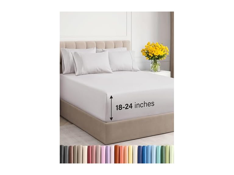 6 Piece Extra Deep Breathable Sheet Set- Choose Color & Size - Gallery 30