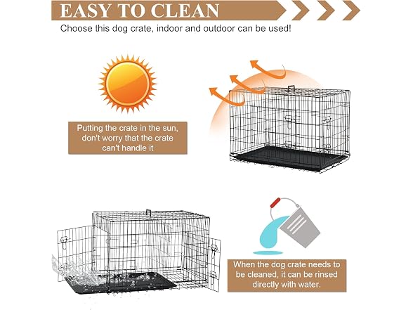 CL.Store 48 Inch Large Dog Crate Heavy Duty Double-Door