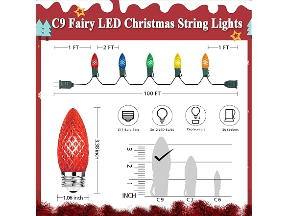Bosceos 100 FT C9 Christmas Lights