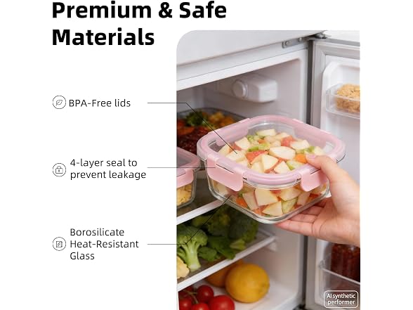 Konokyo Square Glass Containers, Meal Prep, 12 Pack